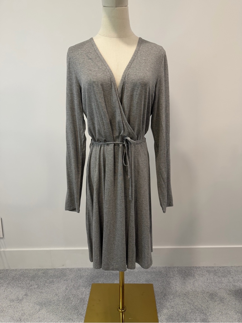 H&M Gray Long Sleeve Wrap Dress with Tie Waist